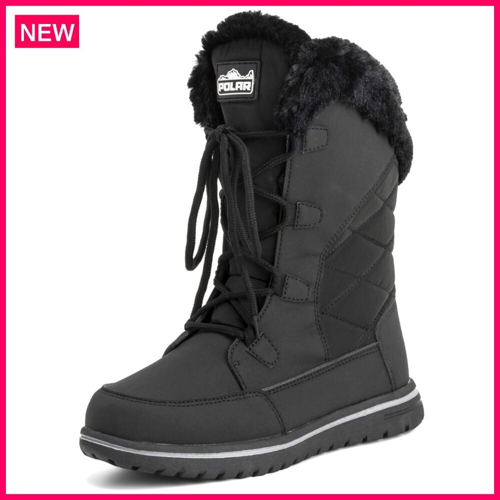 Quilted Snow Boots Waterproof Faux Fur Lined Outdoor Winter Boots